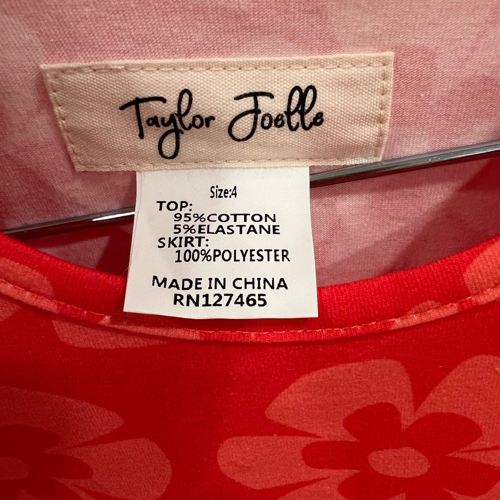 Charming Red Floral Kids Dress with Cream Tulle Skirt - Picture 3 of 3
